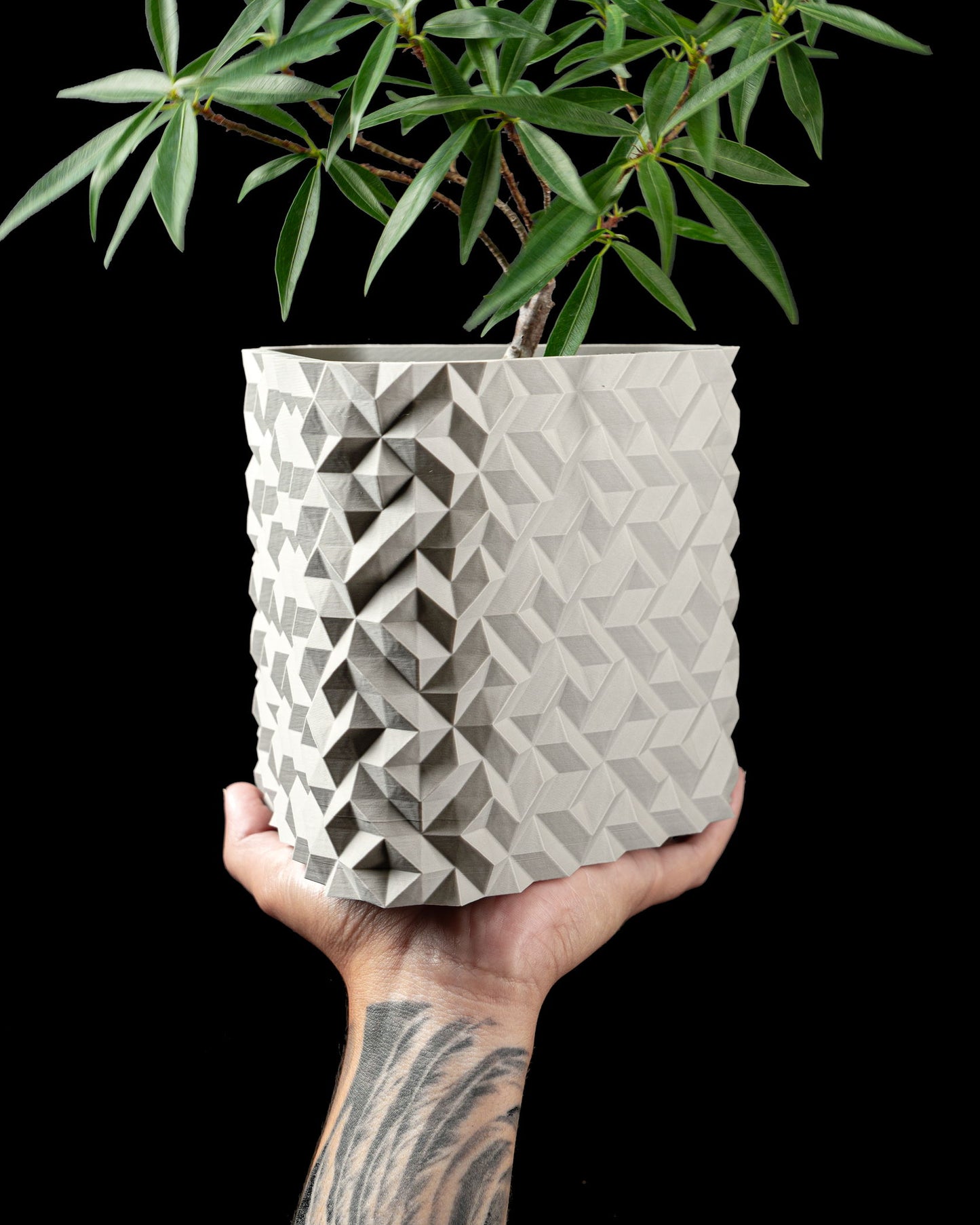 Reliëf Bloempot - 3D-geprinte bloempot in PLA | Laagjesland
